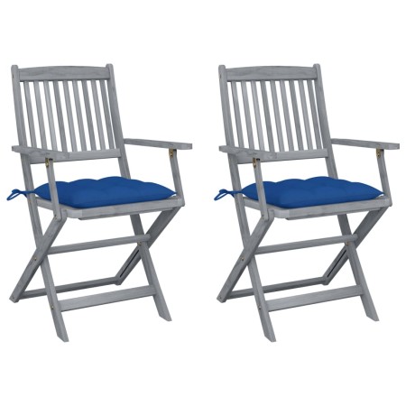 Klappbare Gartenstühle, 2 Stück, Kissen aus massivem Akazienholz von vidaXL, Gartenstühle - Ref: Foro24-3064507, Preis: 129,0...