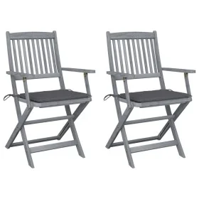 Klappbare Gartenstühle, 2 Stück, Kissen aus massivem Akazienholz von vidaXL, Gartenstühle - Ref: Foro24-3064482, Preis: 126,1...
