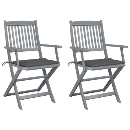 Folding garden chairs 2 pcs cushions solid acacia wood by vidaXL, Garden chairs - Ref: Foro24-3064482, Price: 126,18 €, Disco...