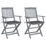 Folding garden chairs 2 pcs cushions solid acacia wood by vidaXL, Garden chairs - Ref: Foro24-3064482, Price: 134,83 €, Disco...