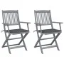 Folding garden chairs 2 pcs cushions solid acacia wood by vidaXL, Garden chairs - Ref: Foro24-3064482, Price: 126,18 €, Disco...
