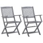Klappbare Gartenstühle, 2 Stück, Kissen aus massivem Akazienholz von vidaXL, Gartenstühle - Ref: Foro24-3064482, Preis: 134,8...