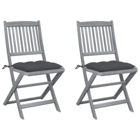 Klappbare Gartenstühle, 2 Stück, Kissen aus massivem Akazienholz von vidaXL, Gartenstühle - Ref: Foro24-3064551, Preis: 118,9...