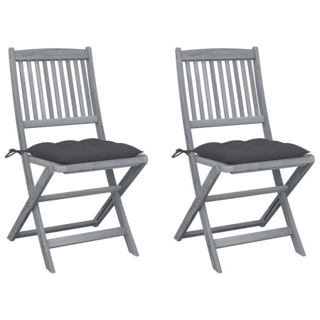 Folding garden chairs 2 pcs cushions solid acacia wood by vidaXL, Garden chairs - Ref: Foro24-3064551, Price: 139,05 €, Disco...