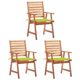 Garten-Esszimmerstühle 3 Stk. massives Akazienholz und Kissen von vidaXL, Gartenstühle - Ref: Foro24-3064358, Preis: 206,05 €...