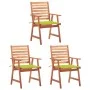 Garten-Esszimmerstühle 3 Stk. massives Akazienholz und Kissen von vidaXL, Gartenstühle - Ref: Foro24-3064358, Preis: 206,03 €...
