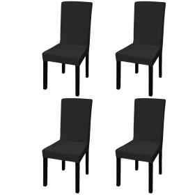 Funda de silla elástica recta 4 unidades negra