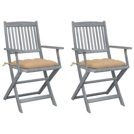 Folding garden chairs 2 pcs cushions solid acacia wood by vidaXL, Garden chairs - Ref: Foro24-3064500, Price: 122,38 €, Disco...