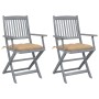 Klappbare Gartenstühle, 2 Stück, Kissen aus massivem Akazienholz von vidaXL, Gartenstühle - Ref: Foro24-3064500, Preis: 129,0...