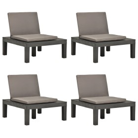 Tumbonas jardín con cojines 4 unidades plástico gris antracita de vidaXL, Sillas de jardín - Ref: Foro24-3054427, Precio: 341...