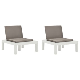Garden loungers with cushions 2 units white plastic by vidaXL, Garden chairs - Ref: Foro24-3054424, Price: 172,07 €, Discount: %