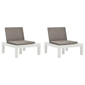Garden loungers with cushions 2 units white plastic by vidaXL, Garden chairs - Ref: Foro24-3054424, Price: 170,09 €, Discount: %