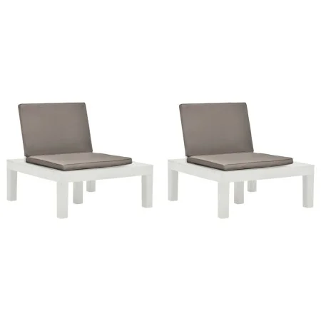Tumbonas de jardín con cojines 2 unidades plástico blanco de vidaXL, Sillas de jardín - Ref: Foro24-3054424, Precio: 170,09 €...