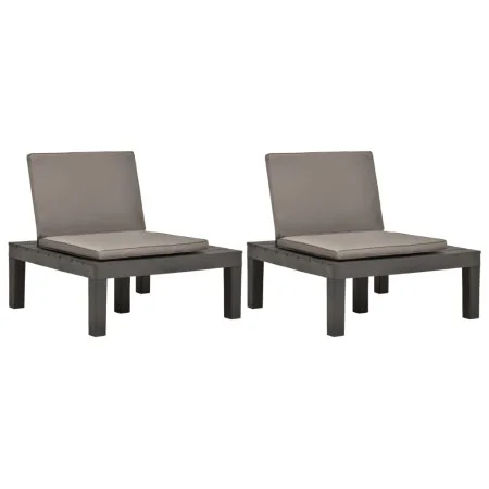 Gartenliegen mit Auflagen 2 Stück aus anthrazitgrauem Kunststoff von vidaXL, Gartenstühle - Ref: Foro24-3054426, Preis: 170,1...