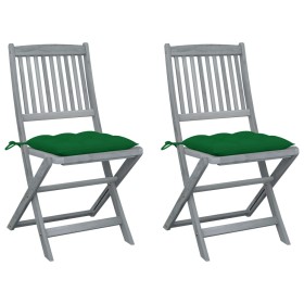 Folding garden chairs 2 pcs cushions solid acacia wood by vidaXL, Garden chairs - Ref: Foro24-3064556, Price: 141,98 €, Disco...