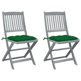 Folding garden chairs 2 pcs cushions solid acacia wood by vidaXL, Garden chairs - Ref: Foro24-3064556, Price: 123,46 €, Disco...