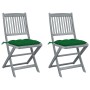 Folding garden chairs 2 pcs cushions solid acacia wood by vidaXL, Garden chairs - Ref: Foro24-3064556, Price: 141,98 €, Disco...