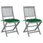 Klappbare Gartenstühle, 2 Stück, Kissen aus massivem Akazienholz von vidaXL, Gartenstühle - Ref: Foro24-3064556, Preis: 123,5...