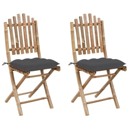 Sillas de jardín plegables con cojines 2 unidades bambú de vidaXL, Sillas de jardín - Ref: Foro24-3064002, Precio: 110,55 €, ...