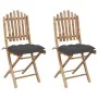 Sillas de jardín plegables con cojines 2 unidades bambú de vidaXL, Sillas de jardín - Ref: Foro24-3064002, Precio: 110,55 €, ...