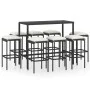 Garden table and high stools and cushions 9 pcs black PE rattan by vidaXL, Garden sets - Ref: Foro24-3064826, Price: 382,24 €...