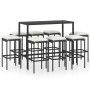 Gartentisch und hohe Hocker und Kissen 9 Stück schwarzes PE-Rattan von vidaXL, Gartensets - Ref: Foro24-3064826, Preis: 386,6...