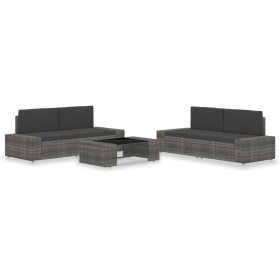 5-teiliges Gartenmöbel-Set aus synthetischem Rattangrau von vidaXL, Gartensets - Ref: Foro24-3054599, Preis: 453,23 €, Rabatt: %