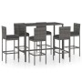 7-teiliges Garten-Barmöbel-Set und graue synthetische Rattankissen von vidaXL, Gartensets - Ref: Foro24-3064835, Preis: 542,8...
