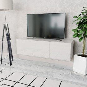Mueble para TV madera contrachapada blanco brillo 120x40x34 cm Mueble para TV madera contrachapada blanco brillo 120x40x34 cm