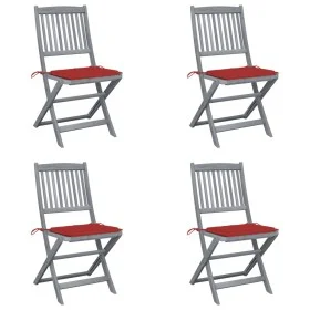 Sillas de jardín plegables 4 uds cojines madera maciza acacia von vidaXL, Gartenstühle - Ref: Foro24-3064569, Preis: 210,89 €...