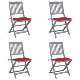 Sillas de jardín plegables 4 uds cojines madera maciza acacia by vidaXL, Garden chairs - Ref: Foro24-3064569, Price: 214,47 €...