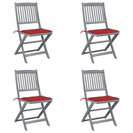 Sillas de jardín plegables 4 uds cojines madera maciza acacia von vidaXL, Gartenstühle - Ref: Foro24-3064569, Preis: 214,47 €...