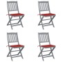 Sillas de jardín plegables 4 uds cojines madera maciza acacia von vidaXL, Gartenstühle - Ref: Foro24-3064569, Preis: 214,47 €...