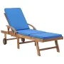 Sun loungers with cushion 2 pcs solid blue teak wood by vidaXL, Loungers - Ref: Foro24-3054636, Price: 462,97 €, Discount: %