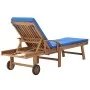 Sun loungers with cushion 2 pcs solid blue teak wood by vidaXL, Loungers - Ref: Foro24-3054636, Price: 462,97 €, Discount: %