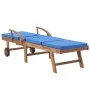 Sun loungers with cushion 2 pcs solid blue teak wood by vidaXL, Loungers - Ref: Foro24-3054636, Price: 462,97 €, Discount: %