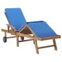 Sun loungers with cushion 2 pcs solid blue teak wood by vidaXL, Loungers - Ref: Foro24-3054636, Price: 462,97 €, Discount: %