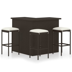 4-piece garden bar set and brown synthetic rattan cushions by vidaXL, Garden sets - Ref: Foro24-3064922, Price: 357,77 €, Dis...