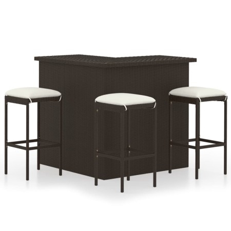 4-teiliges Garten-Bar-Set und braune Kissen aus synthetischem Rattan von vidaXL, Gartensets - Ref: Foro24-3064922, Preis: 357...