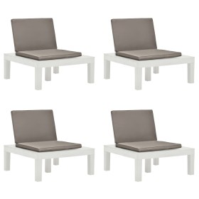 Garden loungers with cushions 4 units white plastic by vidaXL, Garden chairs - Ref: Foro24-3054425, Price: 341,26 €, Discount: %