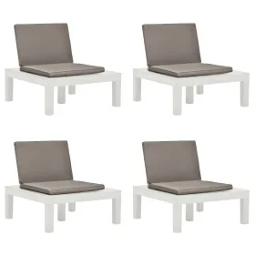 Garden loungers with cushions 4 units white plastic by vidaXL, Garden chairs - Ref: Foro24-3054425, Price: 337,42 €, Discount: %