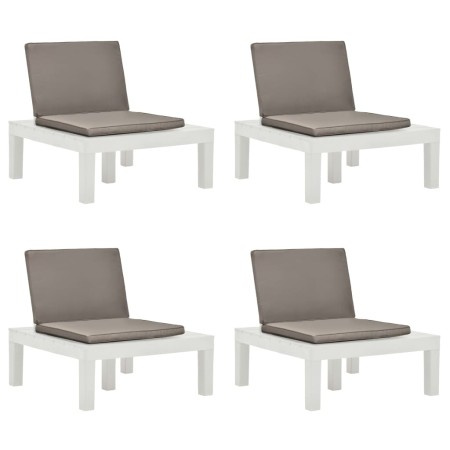 Gartenliegen mit Kissen 4 Einheiten aus weißem Kunststoff von vidaXL, Gartenstühle - Ref: Foro24-3054425, Preis: 341,26 €, Ra...