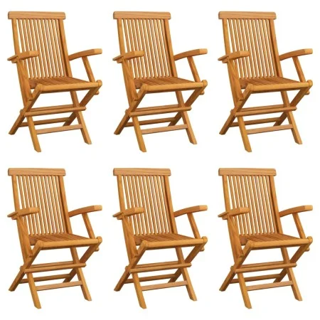 Klappbare Gartenstühle 6 Einheiten aus massivem Teakholz von vidaXL, Gartenstühle - Ref: Foro24-3065529, Preis: 457,02 €, Rab...