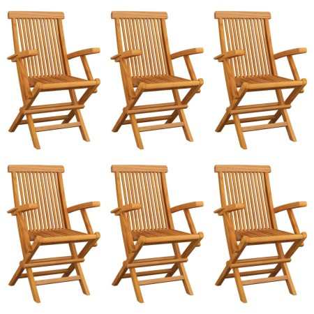 Klappbare Gartenstühle 6 Einheiten aus massivem Teakholz von vidaXL, Gartenstühle - Ref: Foro24-3065529, Preis: 454,40 €, Rab...