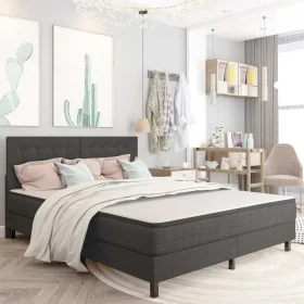 Box spring bed dark gray fabric 160x200 m by vidaXL, Beds and slatted bases - Ref: Foro24-3054713, Price: 639,84 €, Discount: %
