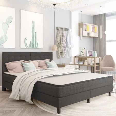 Box spring bed dark gray fabric 160x200 m by vidaXL, Beds and slatted bases - Ref: Foro24-3054713, Price: 639,84 €, Discount: %