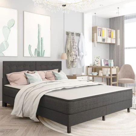 Box spring bed dark gray fabric 160x200 m by vidaXL, Beds and slatted bases - Ref: Foro24-3054717, Price: 626,65 €, Discount: %