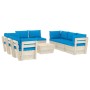 Muebles de jardín de palets 9 piezas y cojines madera de abeto by vidaXL, Garden sets - Ref: Foro24-3063652, Price: 792,70 €,...