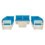 Muebles de jardín de palets 9 piezas y cojines madera de abeto by vidaXL, Garden sets - Ref: Foro24-3063652, Price: 792,70 €,...