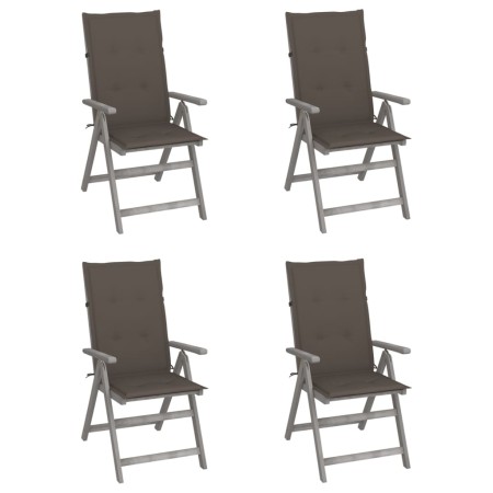 Liegende Gartenstühle, 4 Stück, Kissen aus massivem Akazienholz von vidaXL, Gartenstühle - Ref: Foro24-3065385, Preis: 321,26...